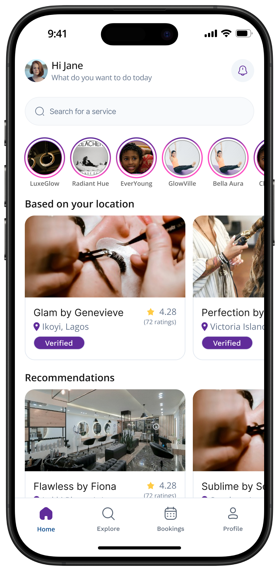 Bewdy app home screen